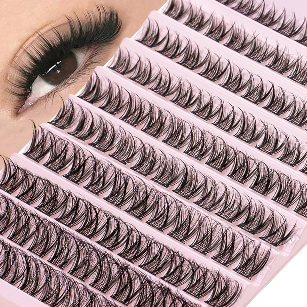 Lash Extension Kit DIY Lash Clusters Kit 8-16mm Individual Lashes Kit with Lash Bond and Seal Lash Tweezers for Self Use