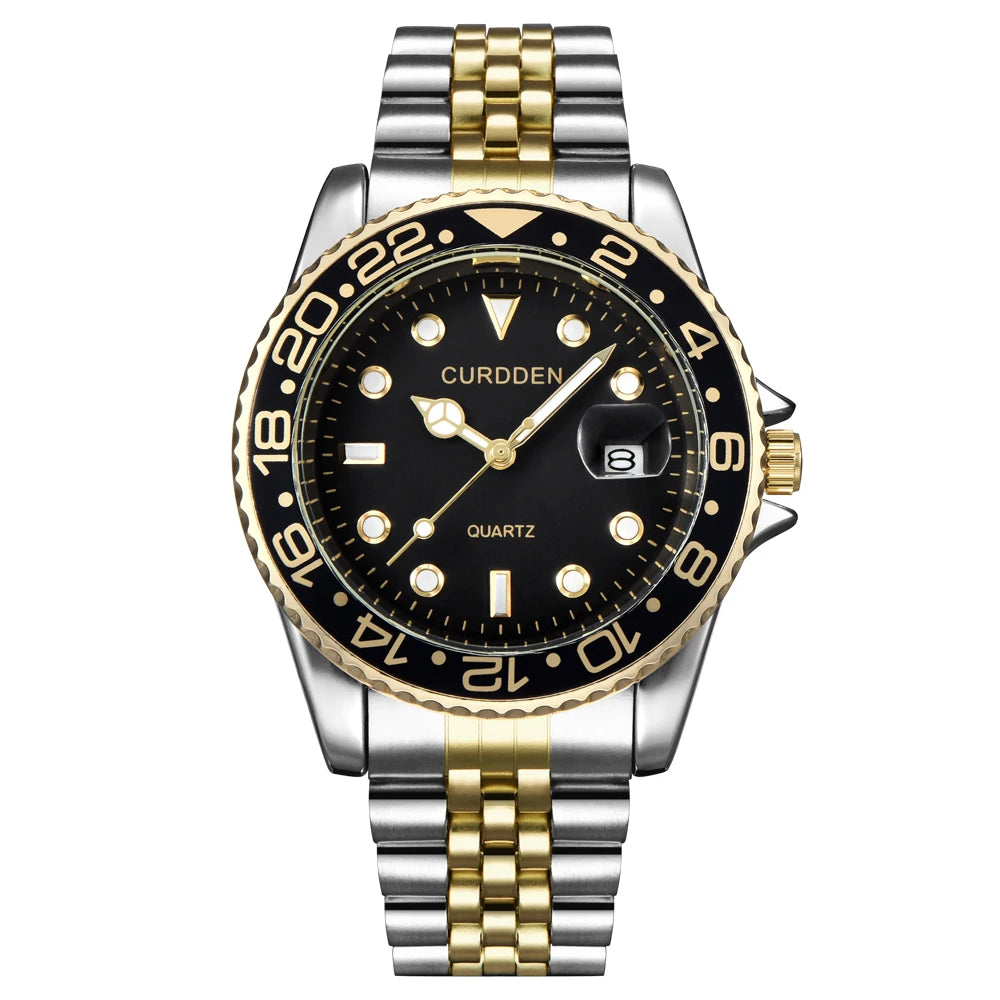 Men Original Brand Watches Gold Fashion Full Steel Band Simple Date Quartz Vintage Wristwatch Silver Montre Homme Reloj Hombre