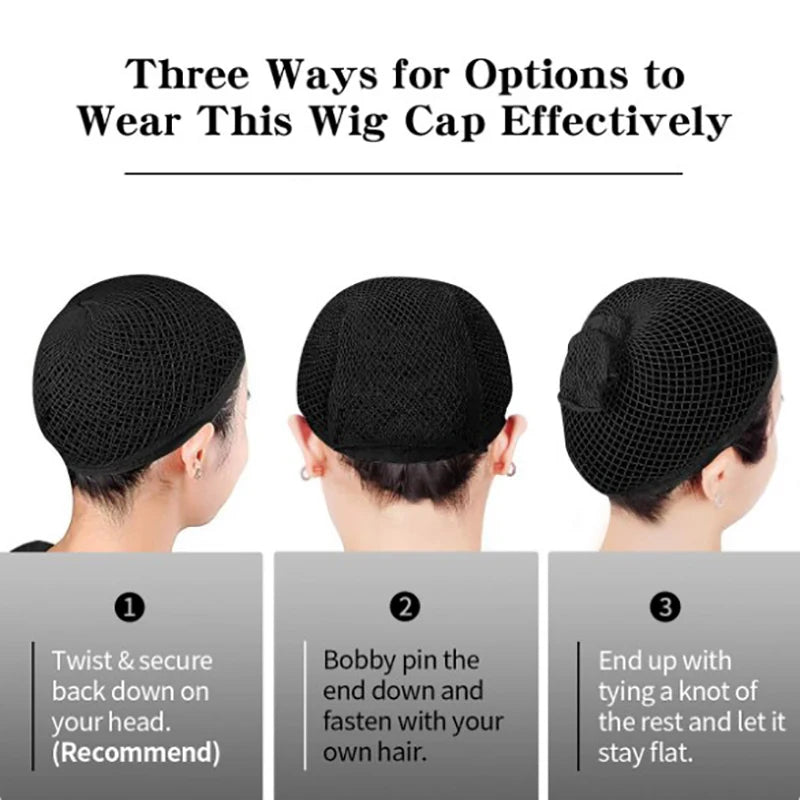 Wig Caps Black Hair Net Adjustable Open-End Wig Cap Elastic Hair Net For Secure Fit Breathable Invisible Wig Liner Accessory
