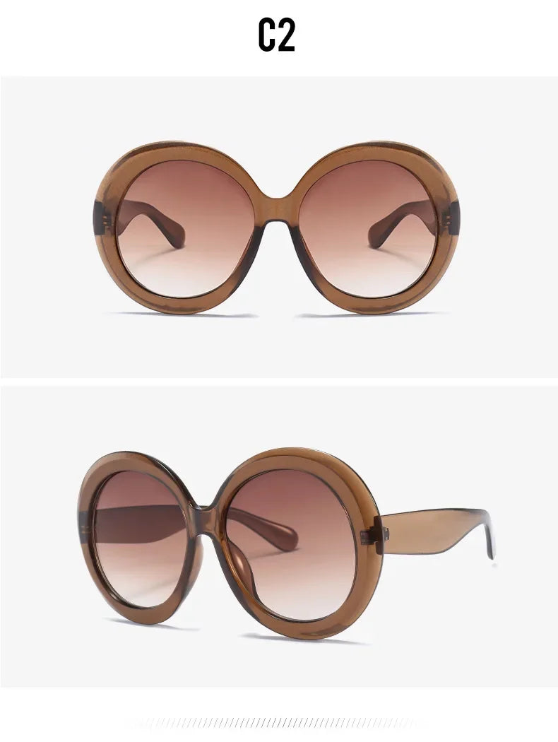 Oversized Round Sunglasses Women Men Luxury Brand Big Frame Sun Glasses Goggles Large Shades Unisex Riding Eyeglasses