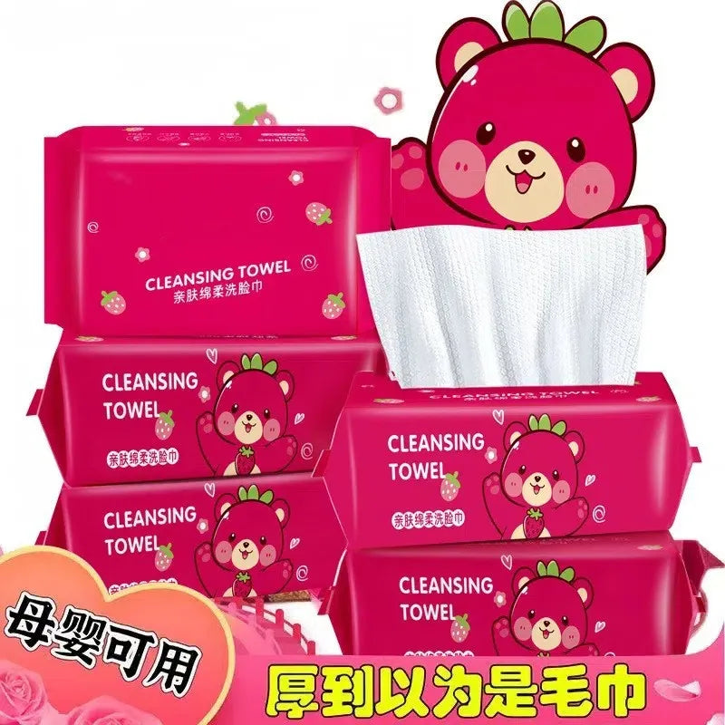 Disposable Cotton Facial Wipes Thickened Pull-Out Facial Cleansing Wipes Soft Cotton Wipes Baby & Household Face Wipes