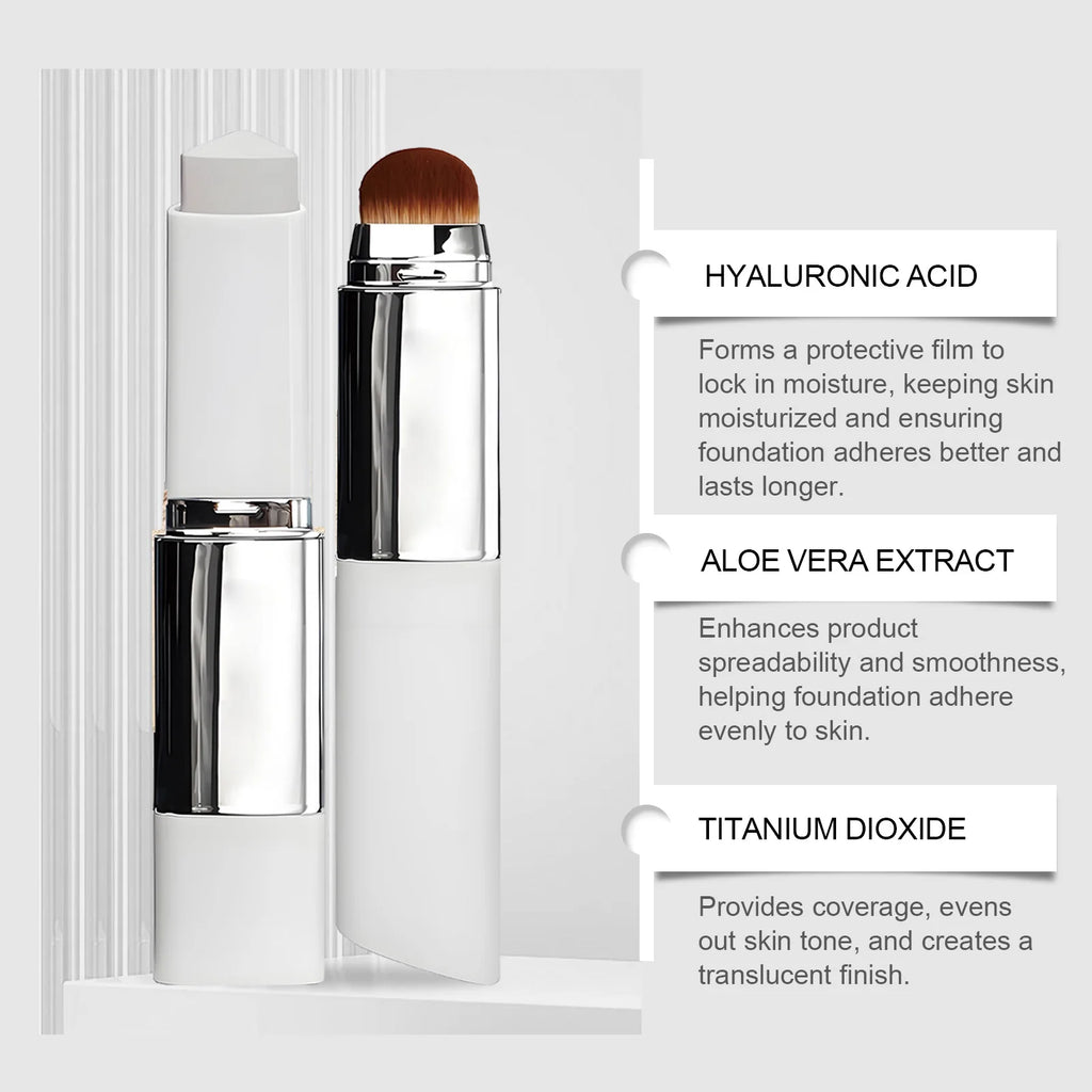 Foundation Make-Up Stick Double Head with Brush 3 Colors Lightweight Moisturizing Brighten Matte Concealer 2IN1 Foundation Stick