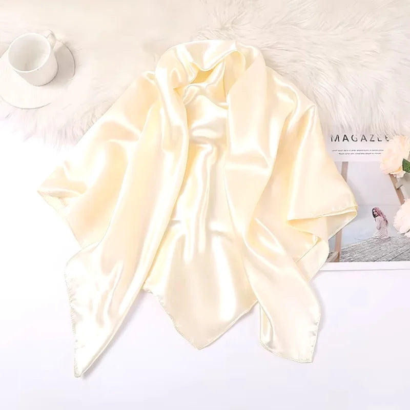 90x90cm Satin Scarf for Women, Elegant Square Silk-Like Head Scarf & Neck Wrap – Classic Luxury Accessory