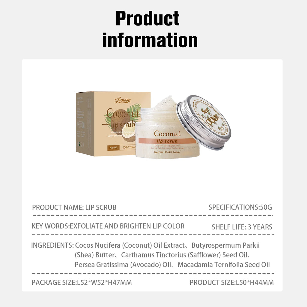 Lip scrub 50g brighten exfoliating lip  raspberry vanilla coconut watermelon lip moisturizing gift for women