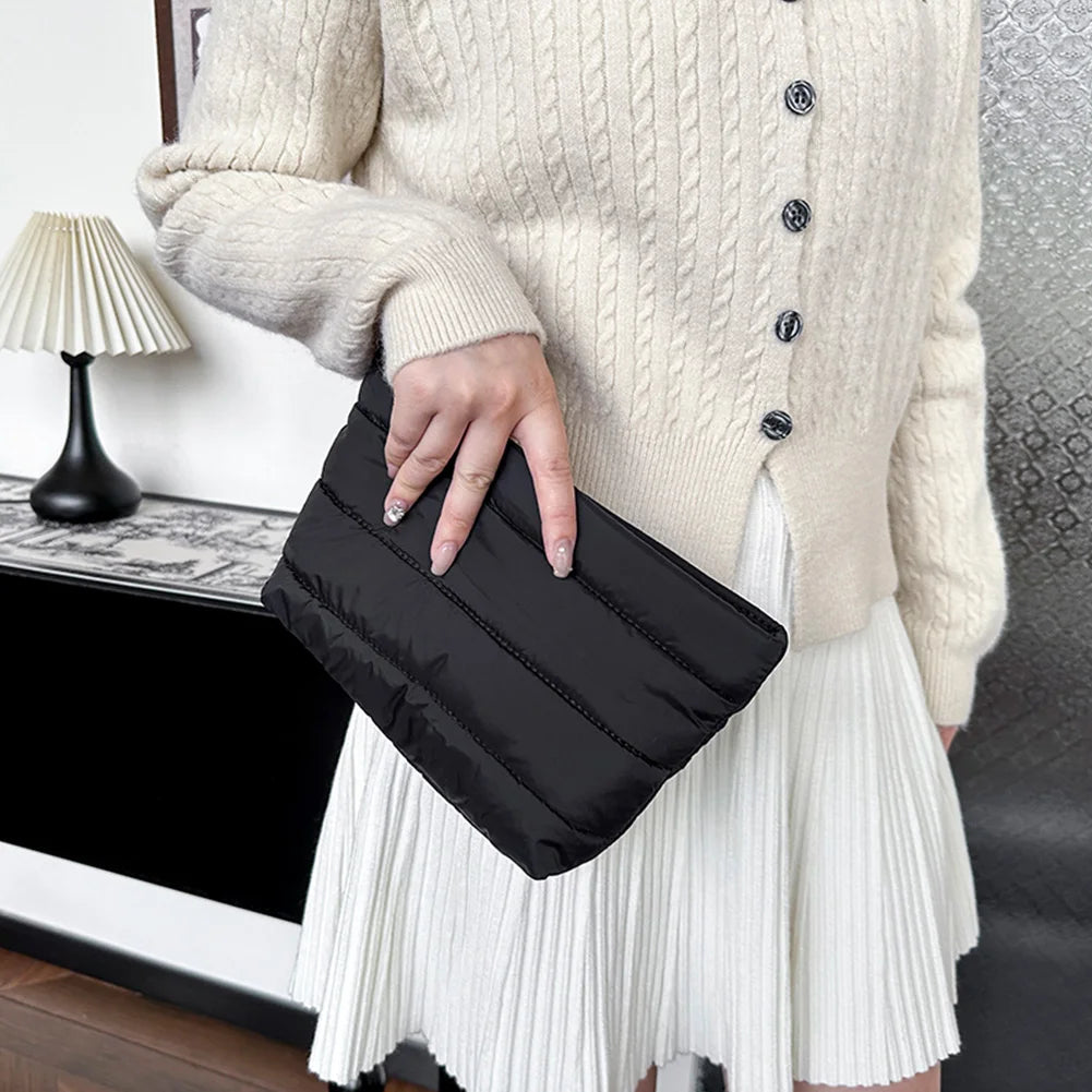 Fashion Cosmetic Bag for Women Cute Puffer Makeup Clutch Solid Toiletry Organizer Pouch Storage Pouches for Organization