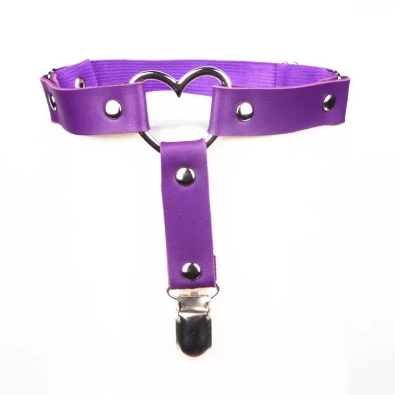 Women Sexy Leather Thigh Garter Belt Pu Punk Elastic Harness Leg Strap Goth Stocking Leglet Belt Garters Suspender for Girl