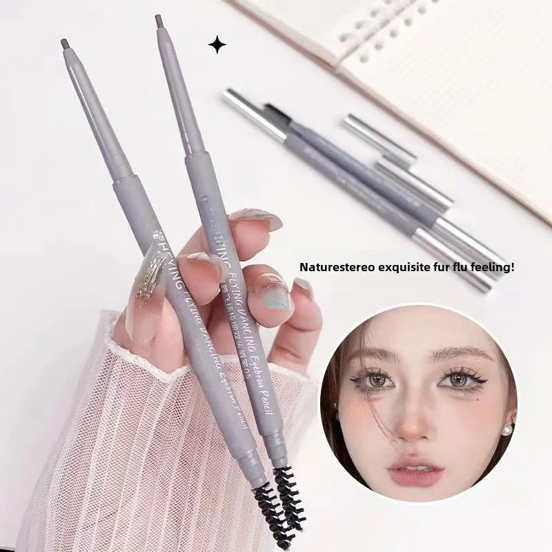 Double-headed eyebrow pencil, long-lasting and non-smudged fine-headed eyebrow pencil for students with exquisite eye makeup