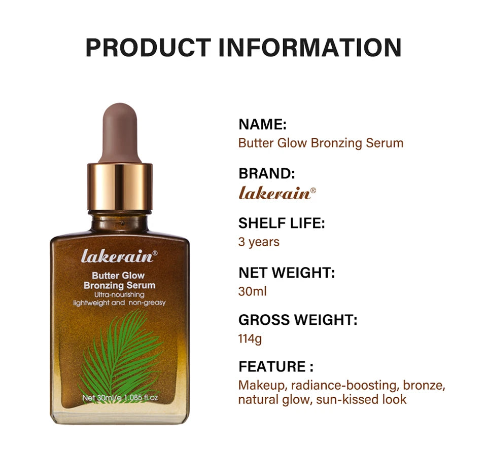Butter Glow Bronzing Serum Innovative Nourishing Skincare Bronzing Drops for Radiant Natural Sunkissed Complexion Sunkissed Glow