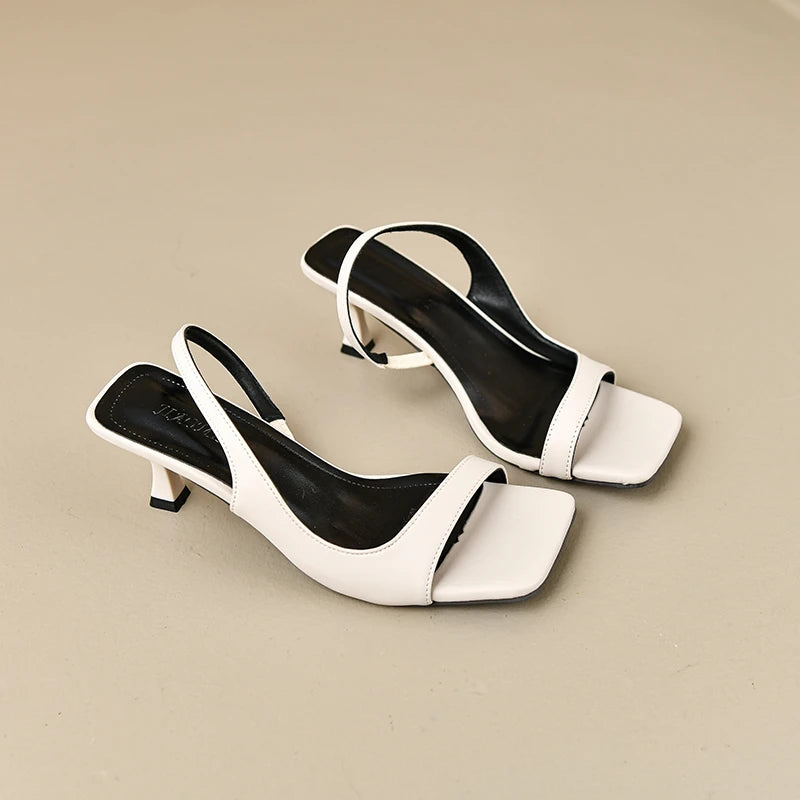 Women's Summer New Fashion Square Toe Simple Solid Color Sandals Outdoor Open Toe Casual Banquet Party Women's Sandals