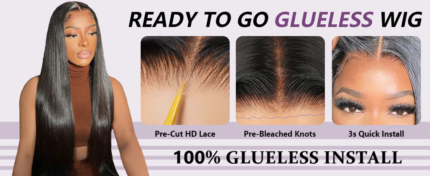 Wear and Go Glueless Wig Human Hair Pre Cut Ready to Wear 4x4 Lace Front Closure Wig Straight Glueless Wig Human Hair for Women