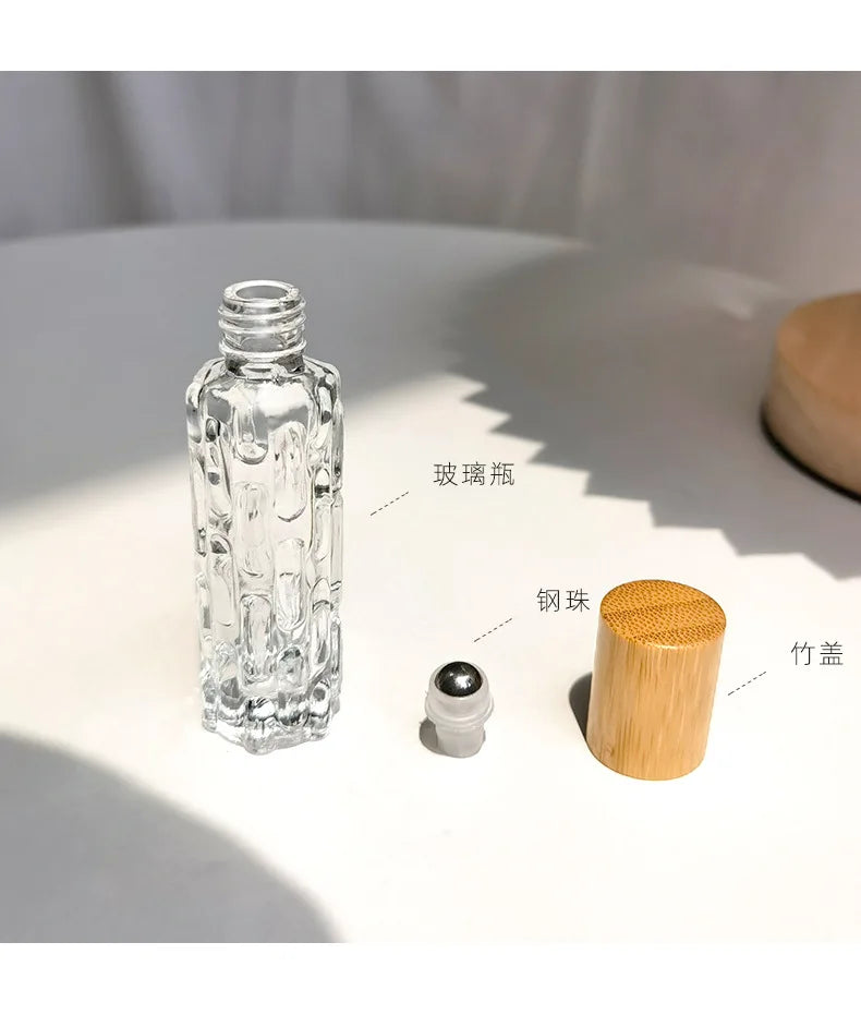 10ml Portable Thick Glass Roller Essential Oil Perfume Bottles Travel Refillable Rollerball Vial Travel Roll On Bottles Vials