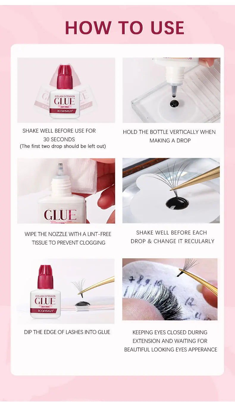 Lash Glue Low Smell 1-2 Seconds Quick Dry Glue For Eyelash Extension Long Lasting 40 to 60 Days Grafting Lashes Glue 5ml 10ml