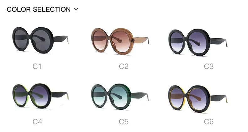 Oversized Round Sunglasses Women Men Luxury Brand Big Frame Sun Glasses Goggles Large Shades Unisex Riding Eyeglasses