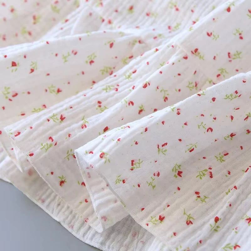 Summer Cotton Dresses Women 100% Crepe Nightgowns Ladies Gauze Comfortable Nightdress Suspenders Sleepwear For Women Home Wear