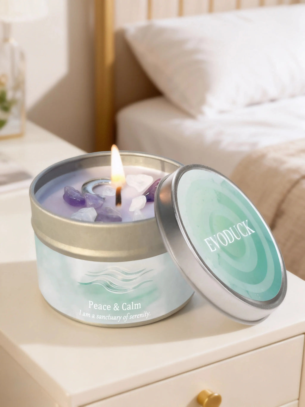 Scented Candles-3oz,Lavender&Chamomile Aroma with Healing Crystals, Great for Holiday Gifting Christmas/Halloween & Home Decor