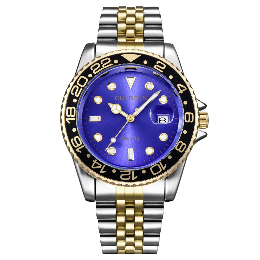 Men Original Brand Watches Gold Fashion Full Steel Band Simple Date Quartz Vintage Wristwatch Silver Montre Homme Reloj Hombre