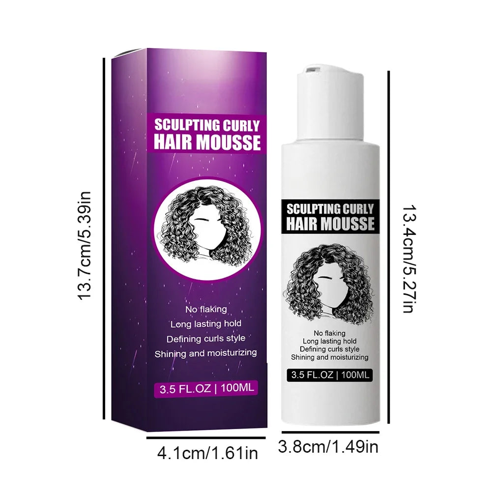 100ml Curly Hair Mousse Anti-Frizz Hair Boost Defining Cream Long Lasting Hold Hair Repair Moisturize Mousse for Women for Rizos