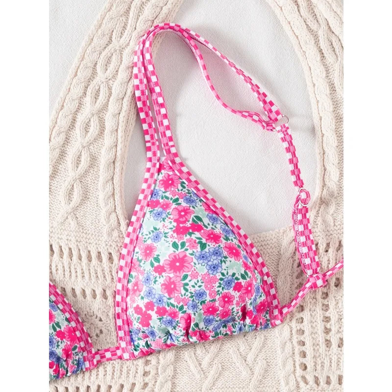 2026 Strappy String Bikinis Sexy Triangle Swimsuit Women Printed Swimwear Female Bathers Bathing Swimming Suit Beachwear Summer