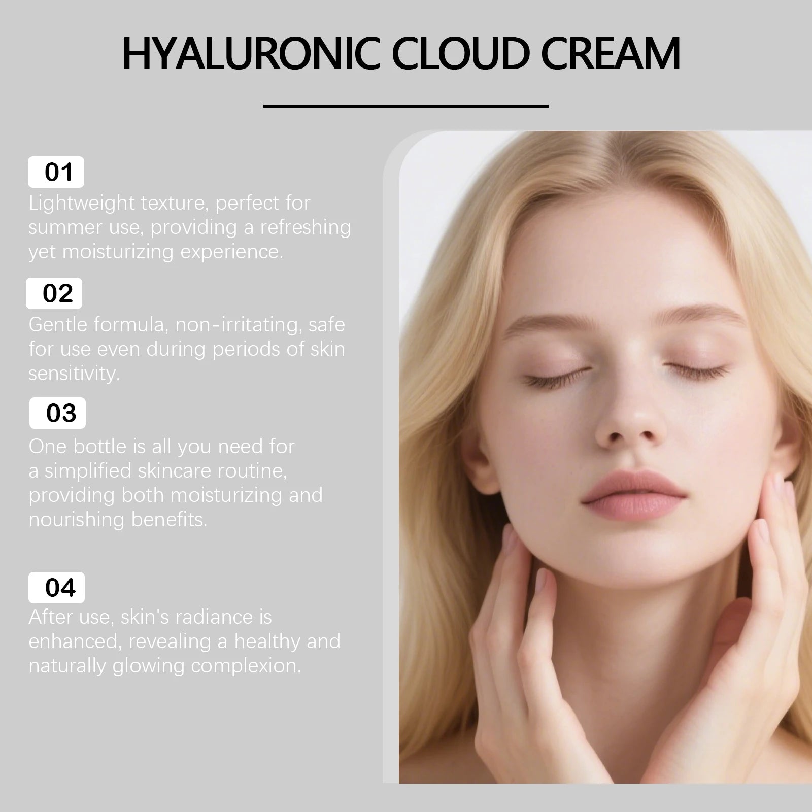 Hyaluronic Acid Facial Moisturizing Cream - Gently Nourishes and Hydrates, Leaves Skin Soft and Radiant, Ideal for Daily Care