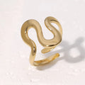 Fashion Stainless Steel Waterproof Open Ring Personality Charms PVD Real Gold 18K Plated Trendy Jewelry for Women