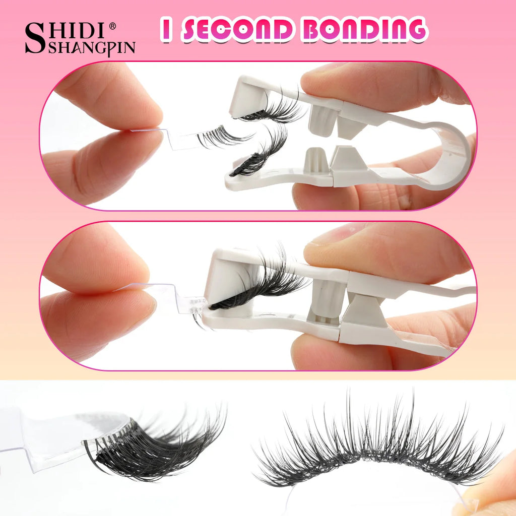 1 Pair Magnetic Lashes For Eye With Winged Ends Soft Reusable Magnetic Eyelashes Natural Look 3D False Lashes Makeup With Tool