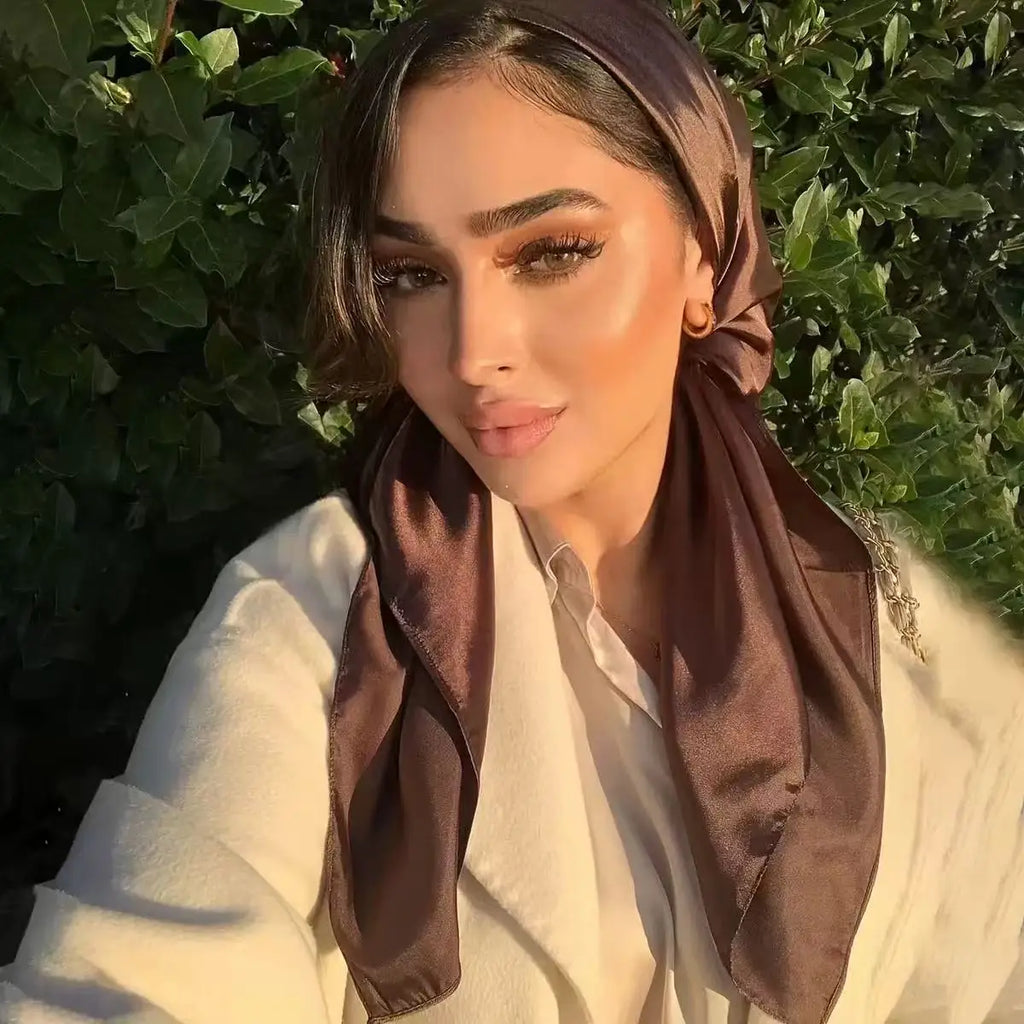 90x90cm Satin Scarf for Women, Elegant Square Silk-Like Head Scarf & Neck Wrap – Classic Luxury Accessory