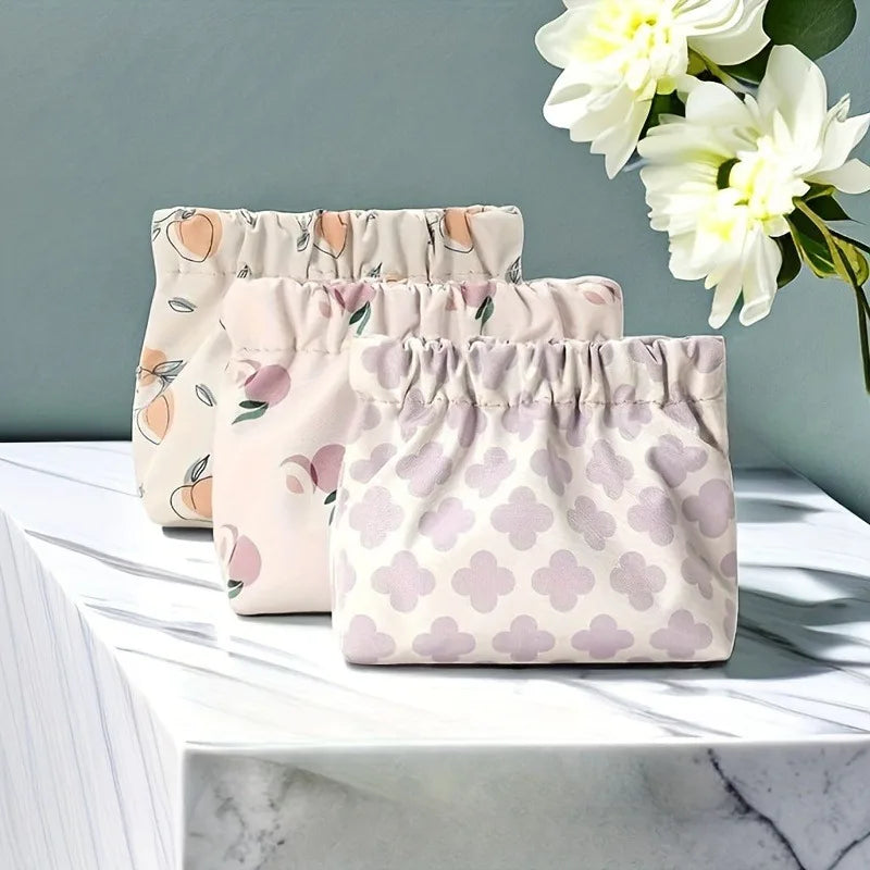 1pc Water-Resistant Cosmetic Bag Set - Small Makeup Pouches with Self-Closing Top for Women Travel, Purse, and Organization