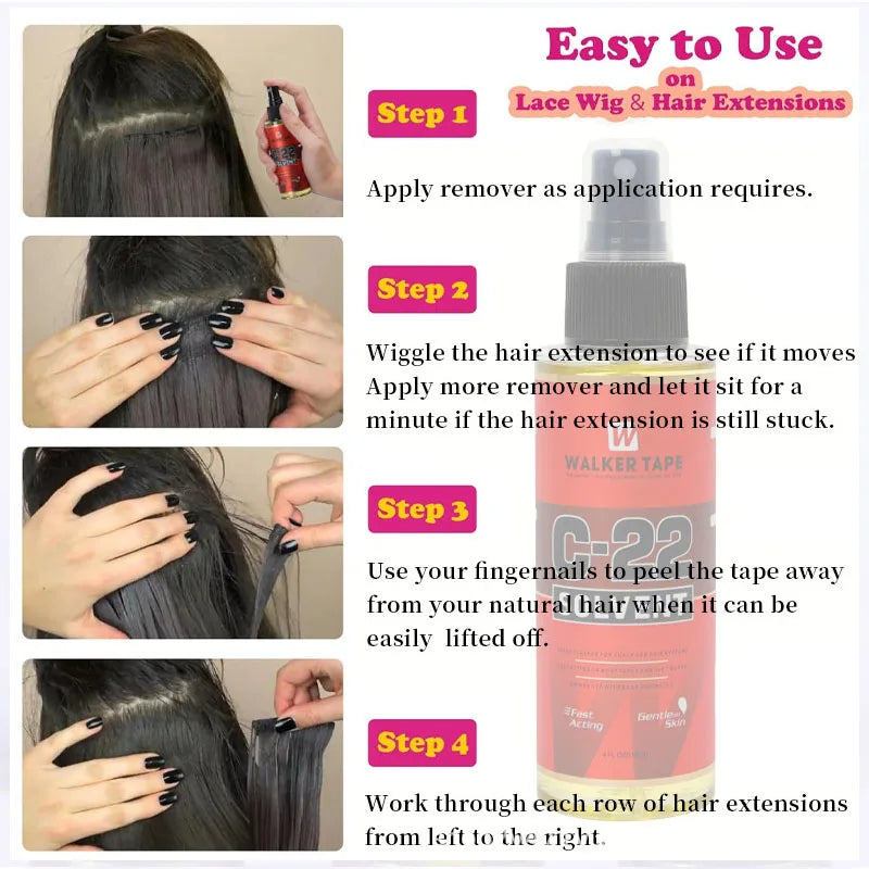 4 FL OZ 118ml Walker Tape C-22 Solvent Remover Great Cleaner For Scalp And Hair Systems Fast Acting on Most Tapes