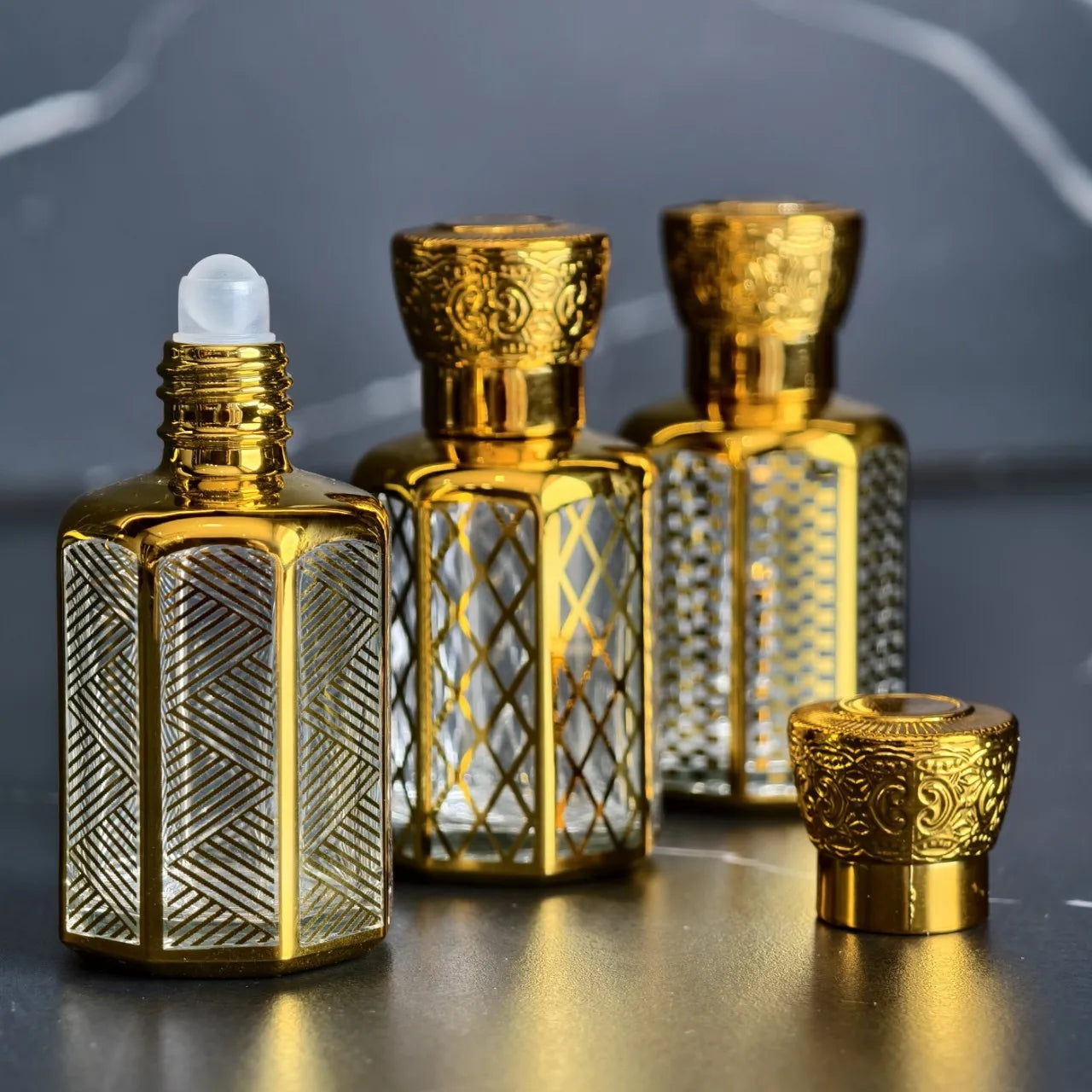 20ML Perfume Bottle Essential Oil Roll On Bottle Luxury Electroplated Glass Container Essential Oil Roll On Glass Bottle