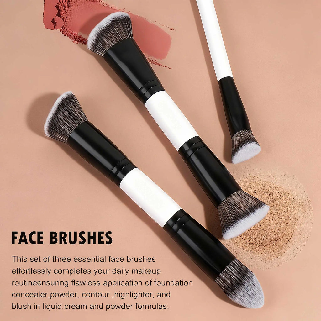 Makeup Brush Set 5pcs Makeup Brushes Double Sided Foundation Triangle Contour Blush Highlight Blending Eyebrow Brush Eyeshadow B