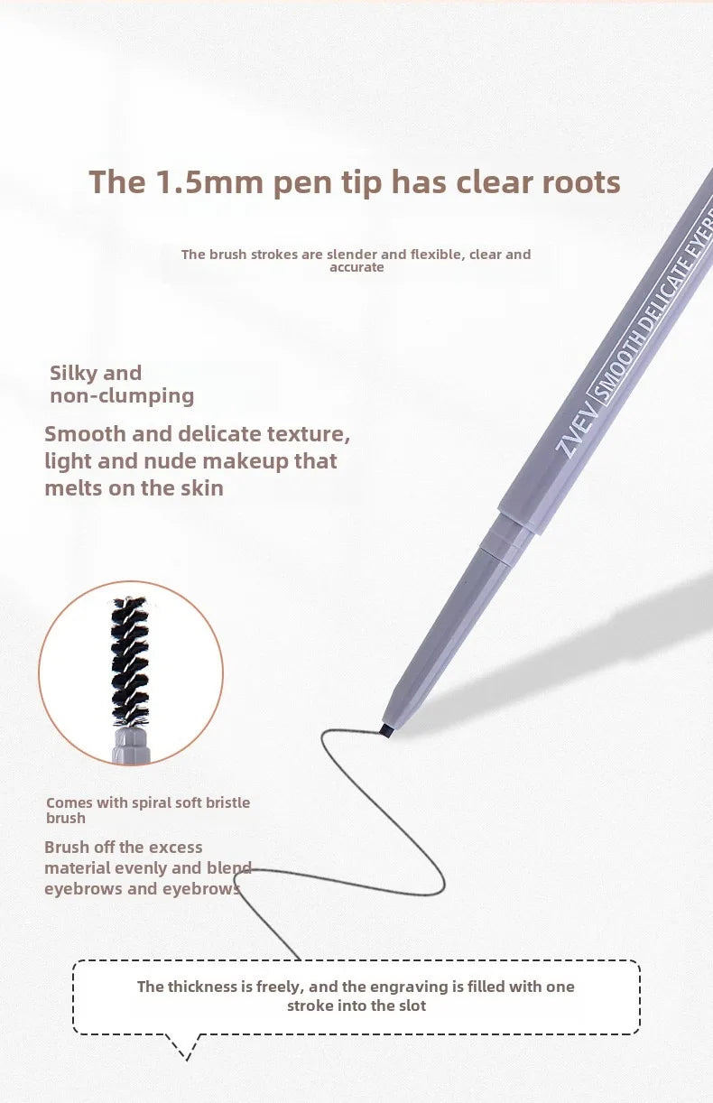 Double-headed eyebrow pencil, long-lasting and non-smudged fine-headed eyebrow pencil for students with exquisite eye makeup