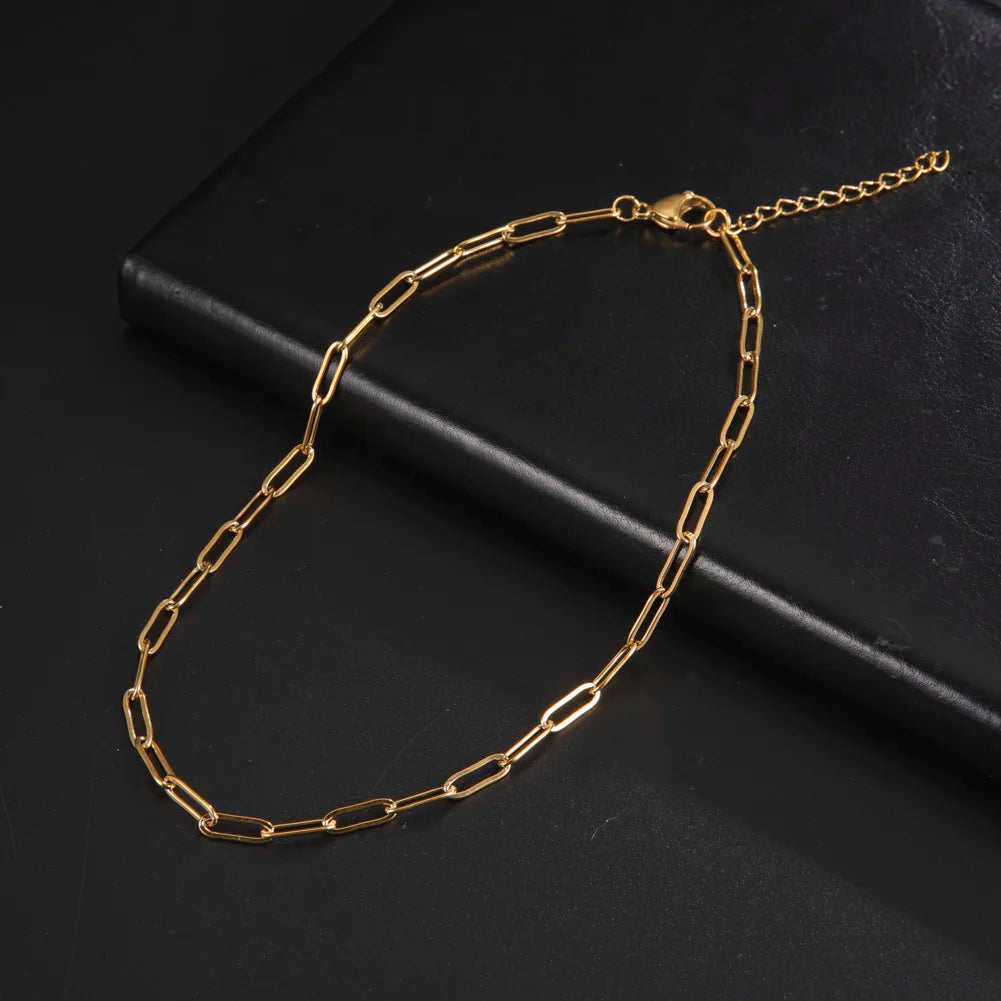 My Shape Paperclip Chain Stainless Steel Choker Necklaces for Men Women Link Oval Cable Chain Fashion Jewelry DIY Accessories