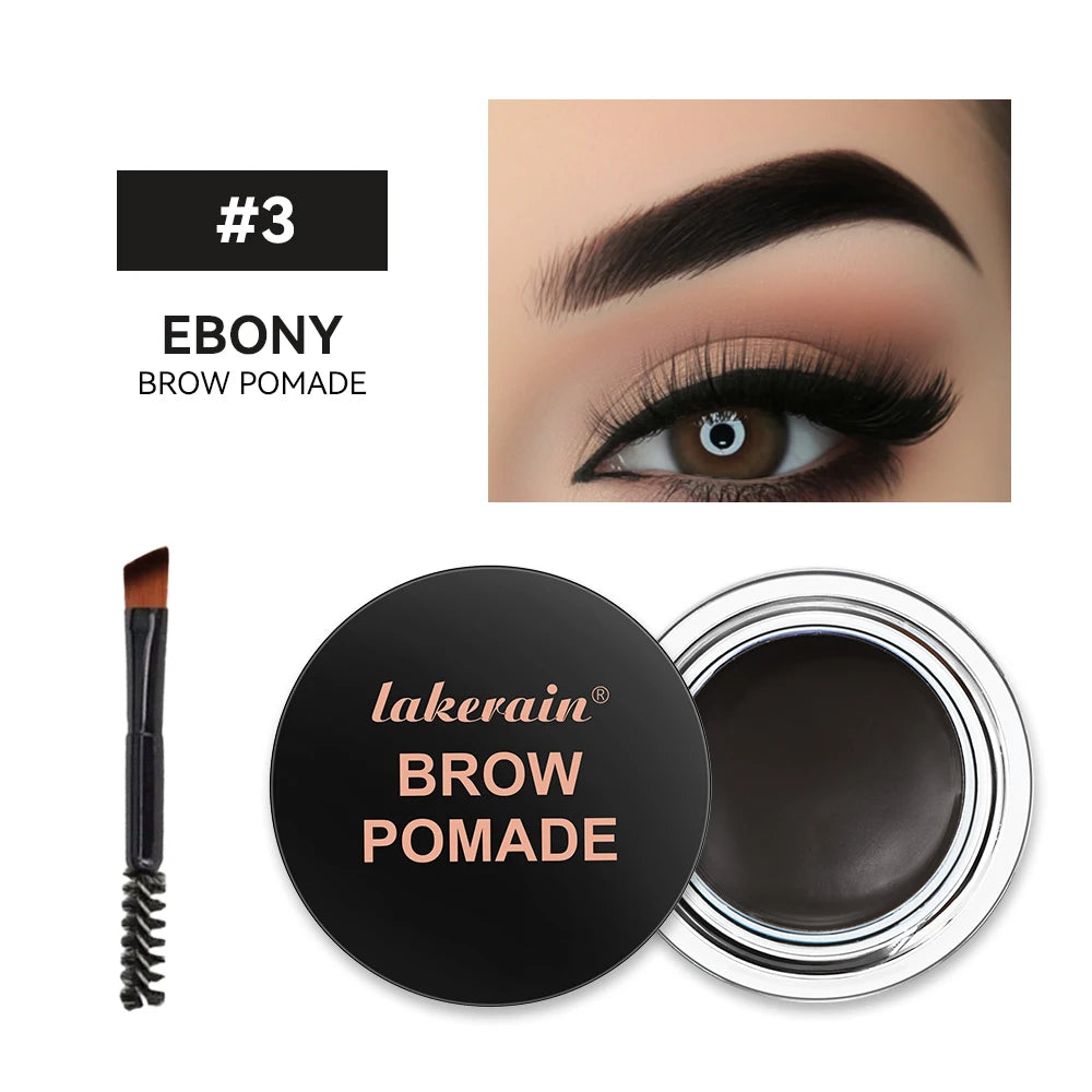 Lakerain Brow Pomade with Dual-Ended Brush Long-Lasting Waterproof Sweatproof Natural Smooth Eyebrow Brow Pencil Makeup