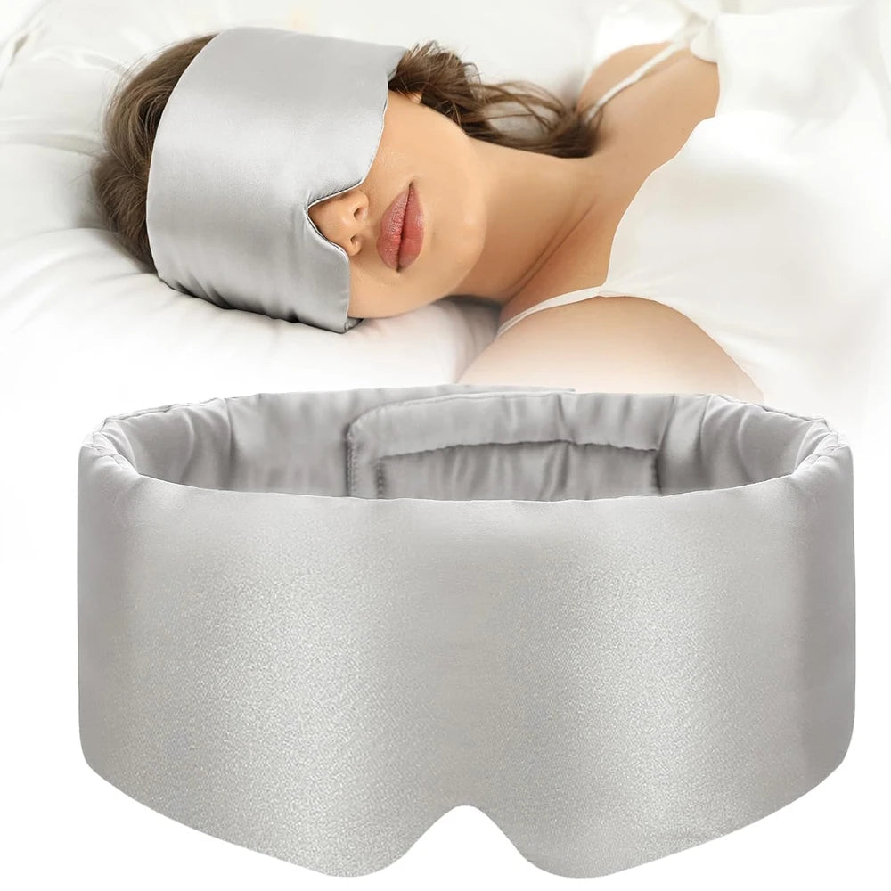 Adjustable Silk Sleep Mask for Side Sleeper,Eye Mask Sleeping for Women Men 100% Pure Mulberry Silk,Silk Eye Cover for Sleeping