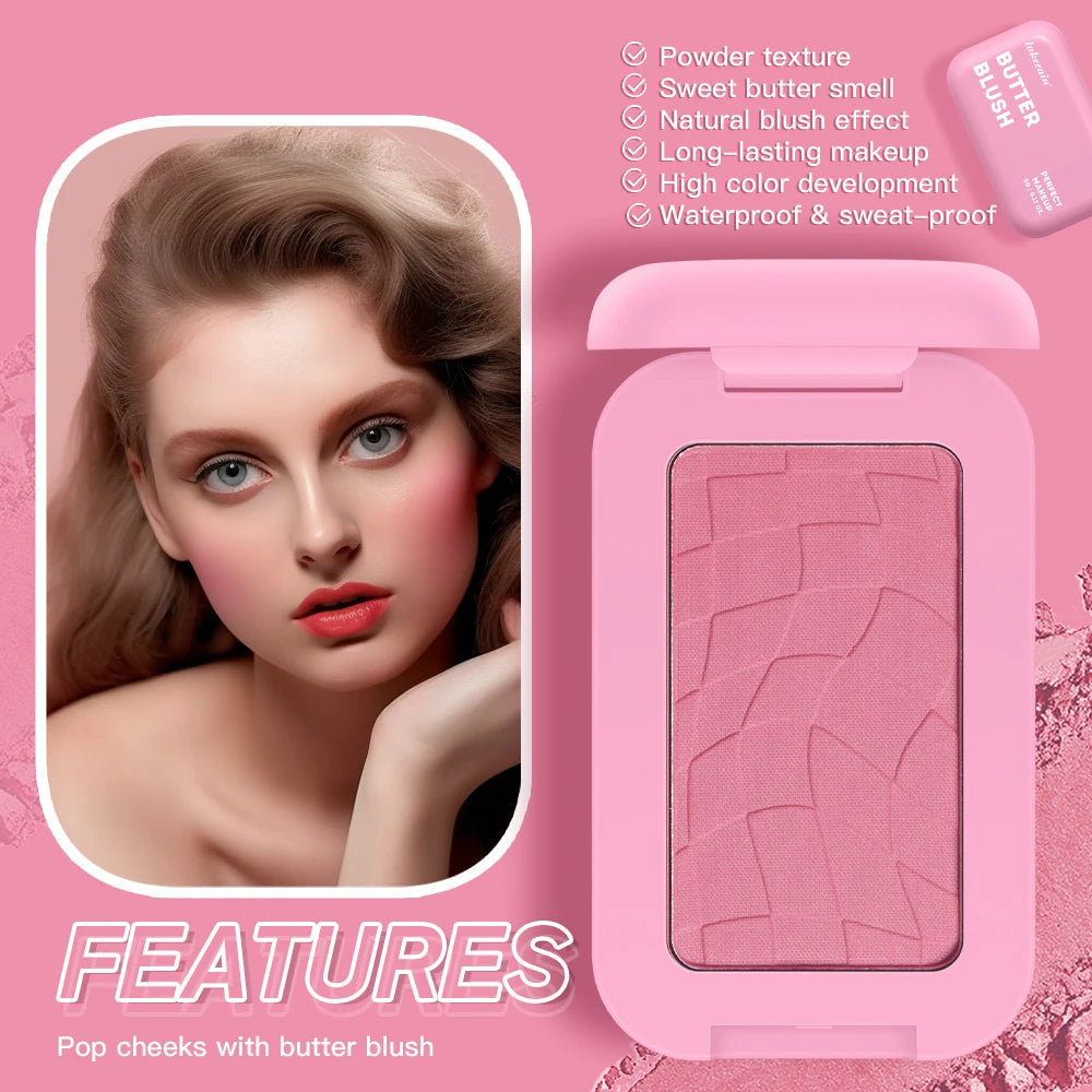 Makeup Powder Blush Waterproof And Sweat-proof High Pigment Long Lasting Pink Cream Blush Cosmetics Palette Powder Korean Makeup