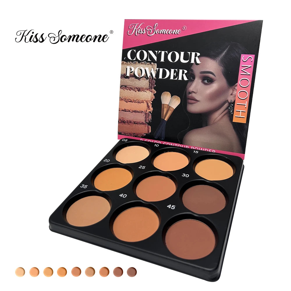 9 Color Powder Contour Palette, Matte Contouring Makeup Kit, Professional Facial Beauty Cosmetic Makeup