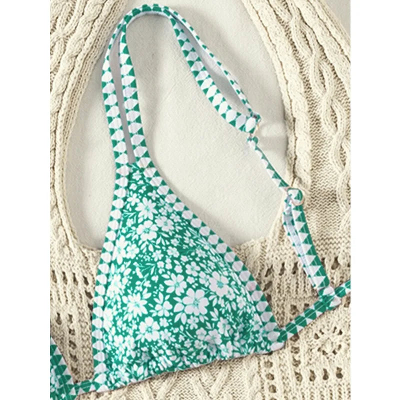 2026 Strappy String Bikinis Sexy Triangle Swimsuit Women Printed Swimwear Female Bathers Bathing Swimming Suit Beachwear Summer