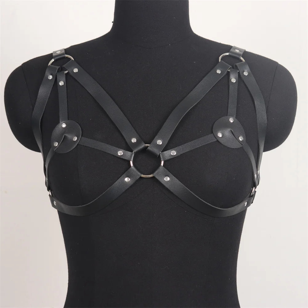 Sexy Lingerie Women Body Bondage Garter Belts Gothic Costumes Bdsm PU Leather Leg Harness Goth Erotic Fetish Rave Sword Garters
