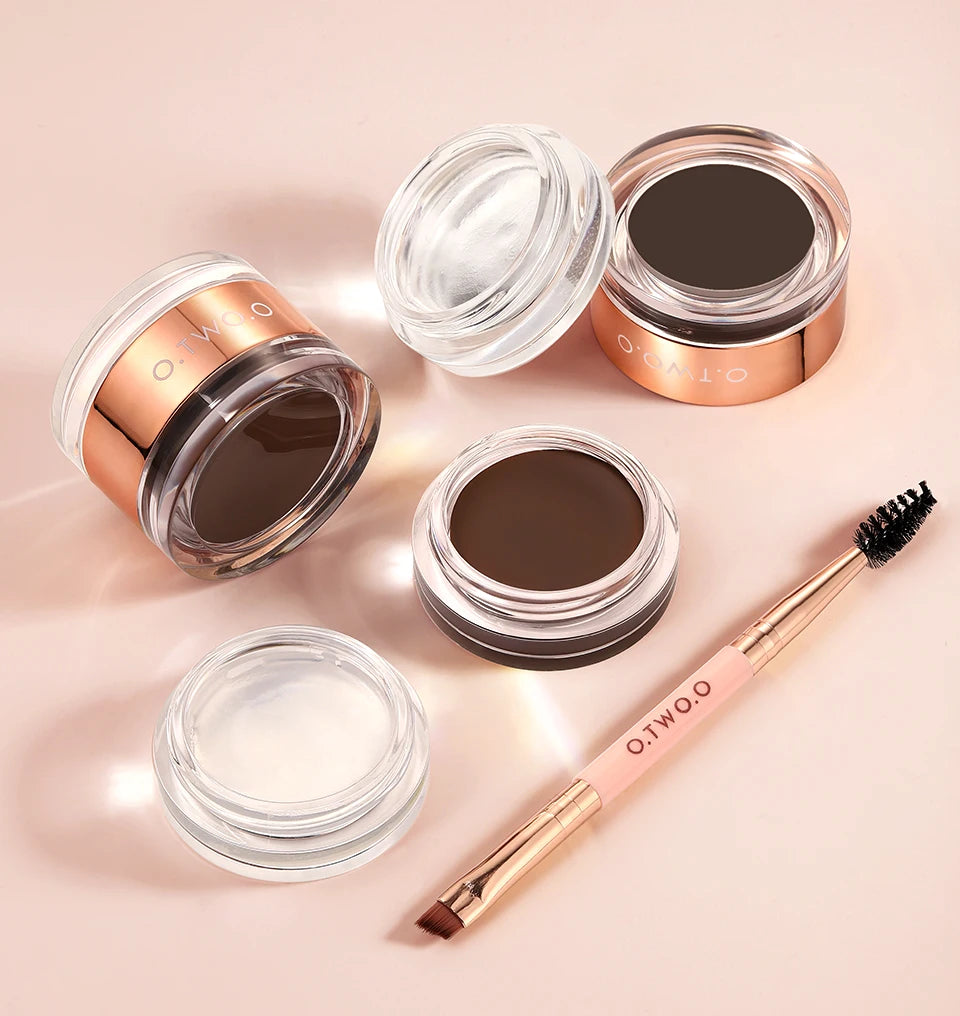 O.TWO.O Eyebrow Pomade 2-in-1 Brow Gel Wax Waterproof Long Lasting Creamy Texture Eye Brow Tint Enhancer Cosmetic Makeup
