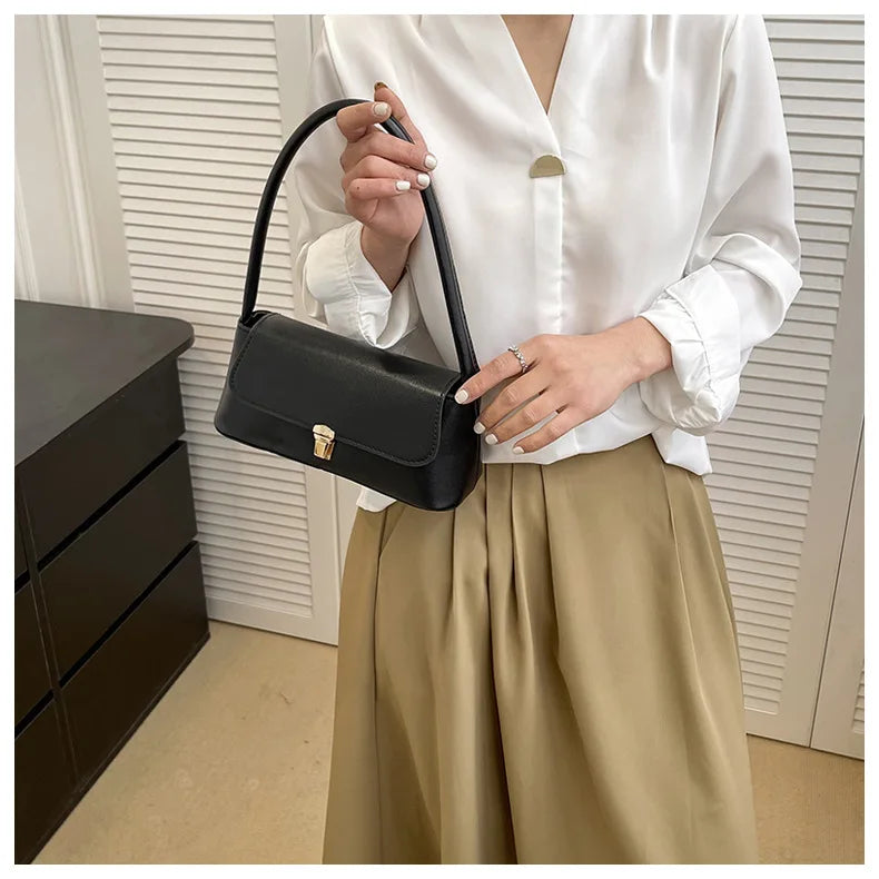 Women's Shoulder Bag Handbag Retro Underarm Bag Fashion Simple Solid Color New Hand Shoulder Bag