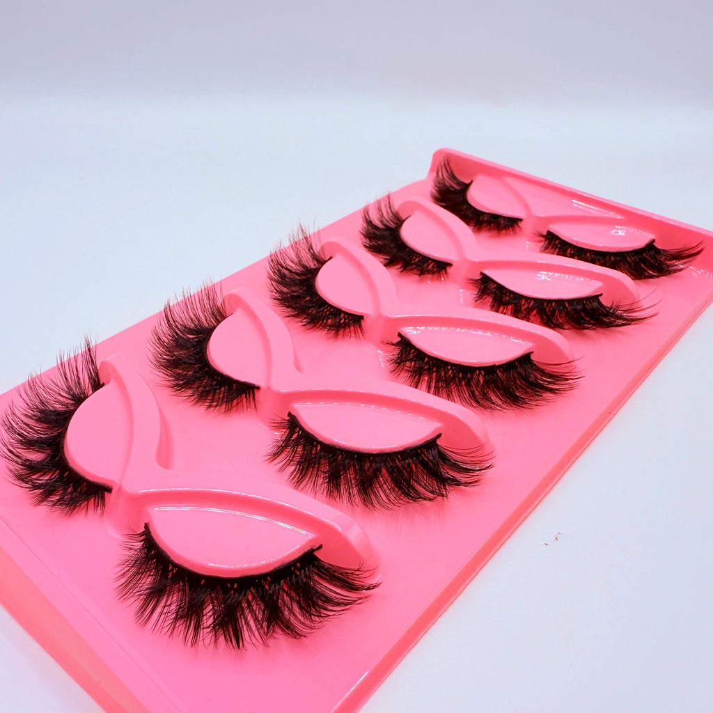Hot Selling Makeup 5 Pairs Cat Eye Lashes Faux False Eyelashes Dramatic Volume Strip Lashes