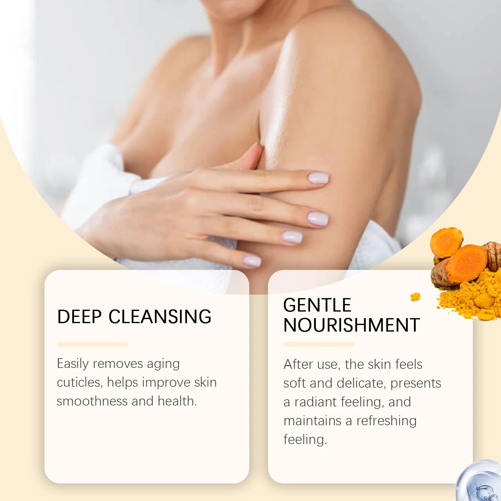Turmeric Body Scrub Soften Cutin Smooth Skin Moisturizing Brightening Sea Salt Exfoliating Pore Cleaning Lighten Dark Spots Acne