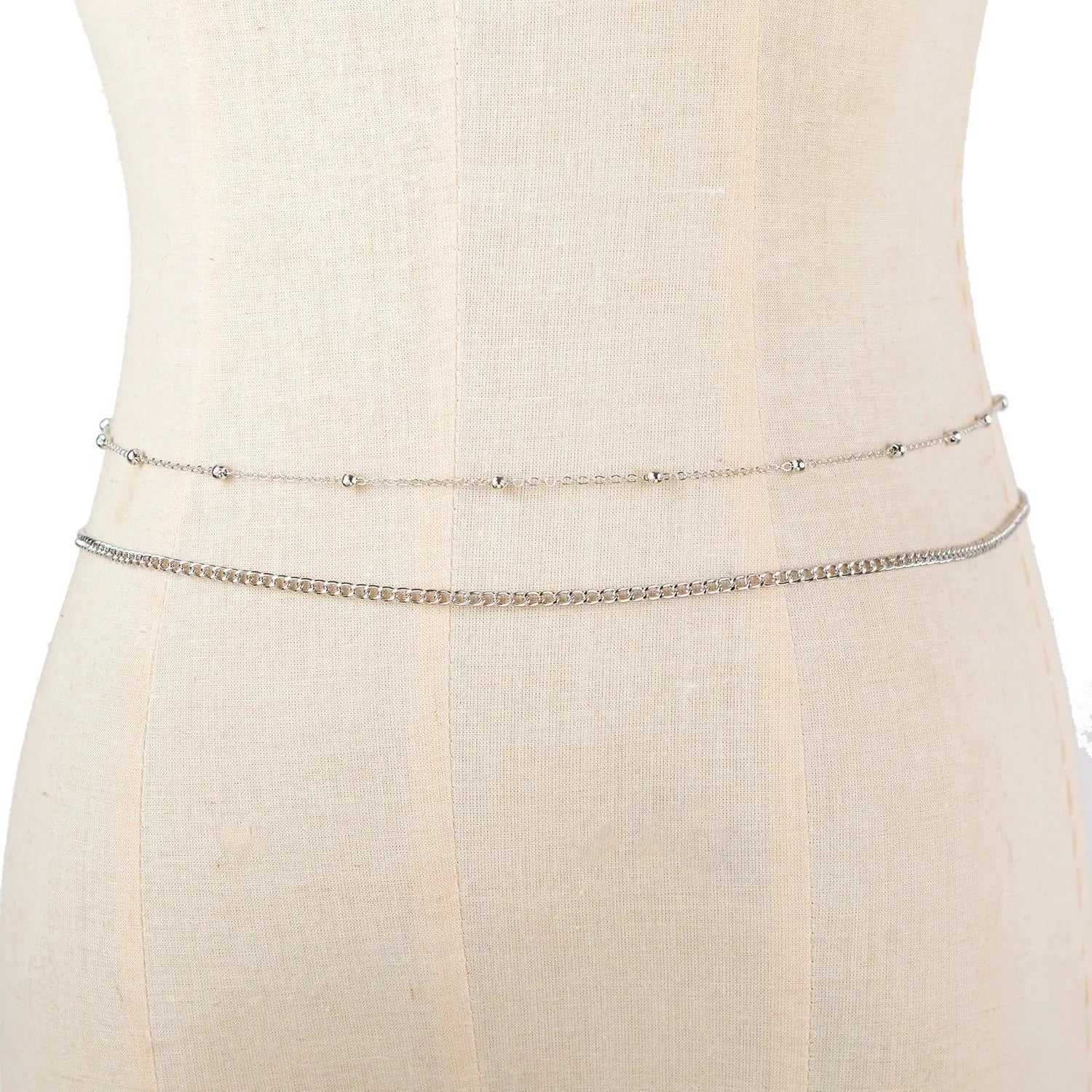Waterproof Waist Chains for Women 14K Gold Plated STAINLESS STEEL Layered Cuban Pearl Satellite Beads Belly Belt Body Jewelry