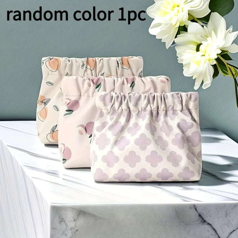 1pc Water-Resistant Cosmetic Bag Set - Small Makeup Pouches with Self-Closing Top for Women Travel, Purse, and Organization