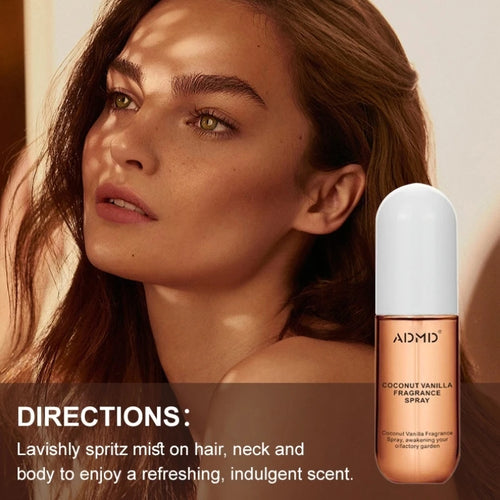 2 Pcs Coconut Rose Fragrance Spray Hair & Body Fragrance Mist Fresh Long Lasting Fragrance Perfume Travel Size Freshener Spray