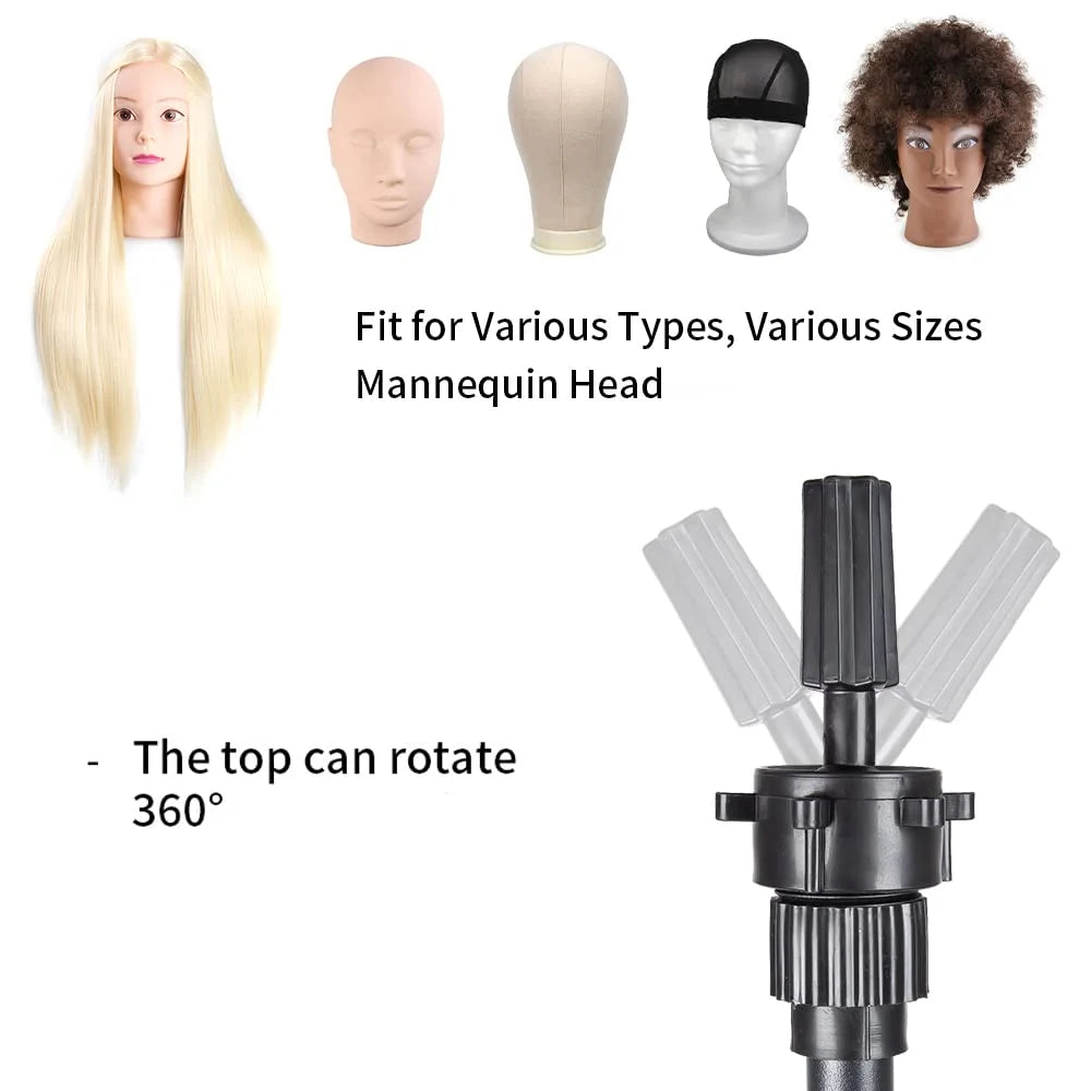 Wig Head Stand - Adjustable Mannequin Head Stand - Wig Stand Tripod for Cosmetology Hairdressing Training (Head Not Included)