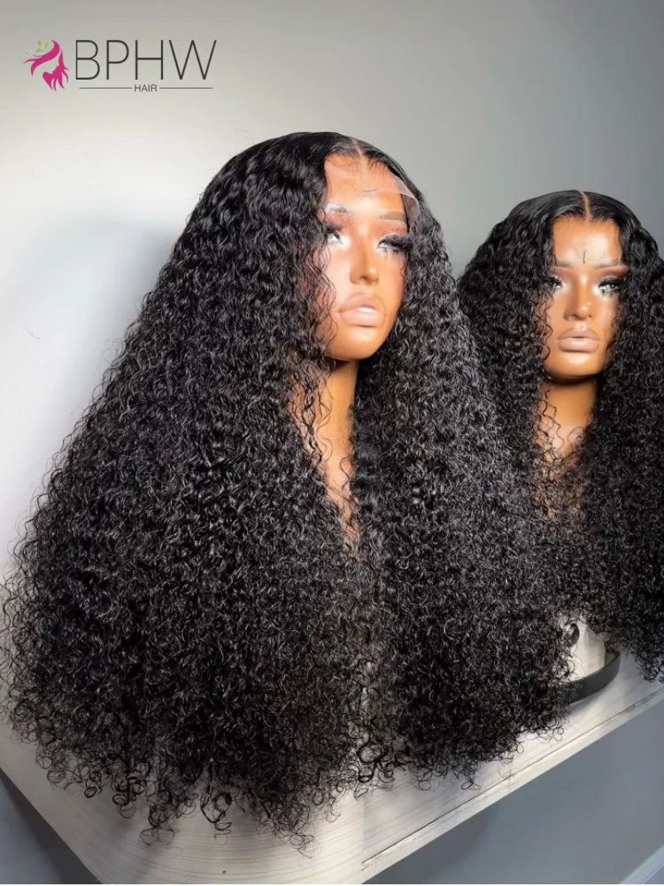 360 Full Lace Front Wig 100% Human Hair Kinky Curly Drawstring Snug Fit Glueless Wig Natural Color Invisible Strap 250 Density