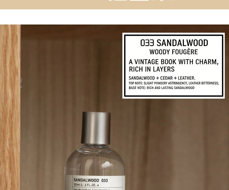 100ML Unisex Perfume Sandalwood Fresh Fragrance Eau De Toilette Classic Fruity Notes Women Man Parfum Bergamot Body Spray