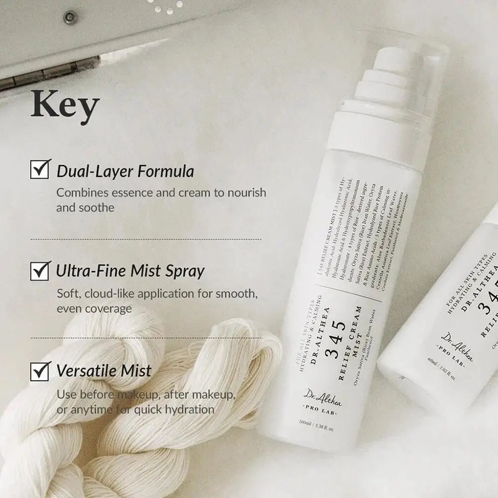 100ML Dr. Althea 345 Relief Cream Mist Moisturizing Spray Double Layer Essence Soothing Hydration Face Refreshing Skin Care
