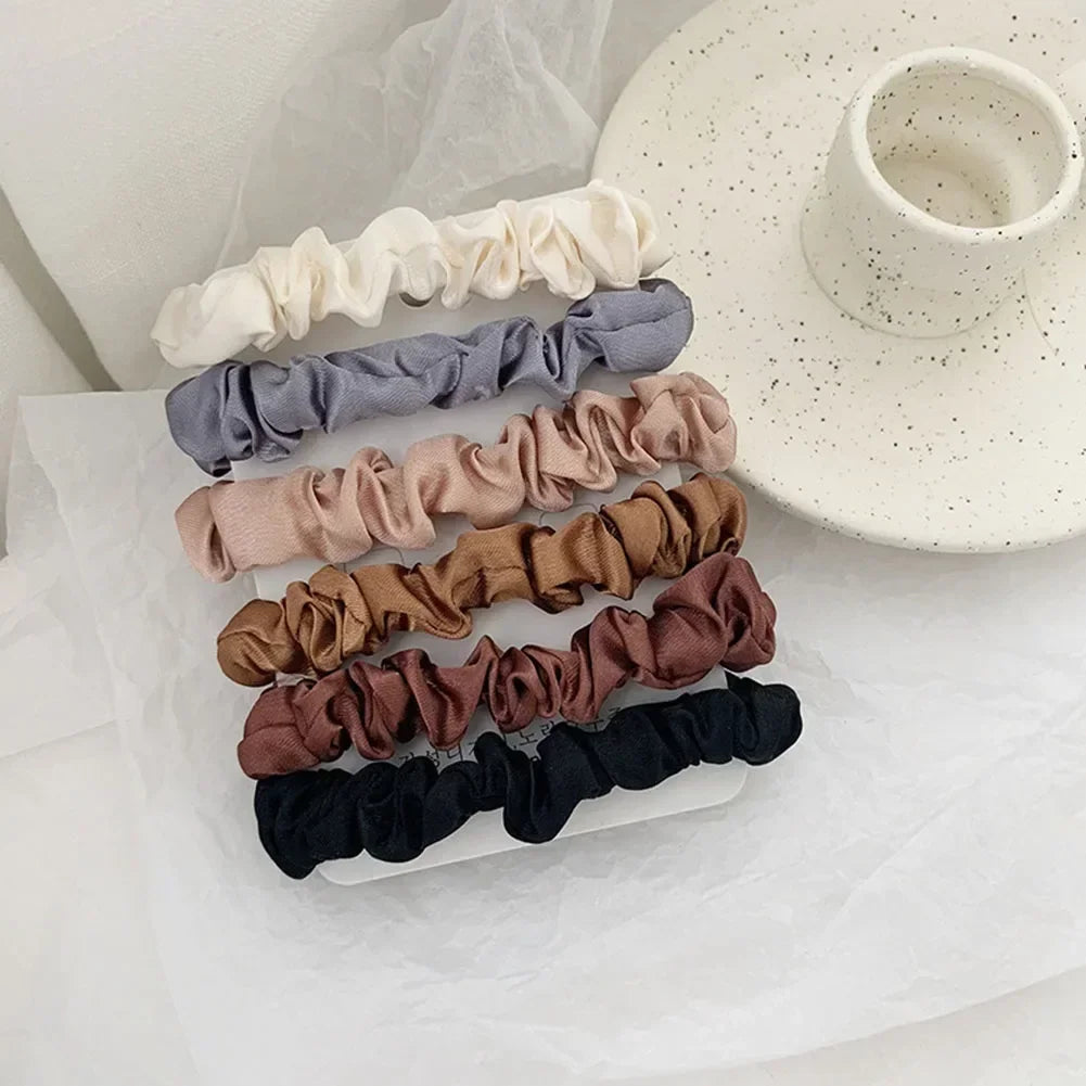 6pcs Satin Hair Scrunchies for Women Softer Than Silk Scrunchies Solid Color Hair Rope Satin Hair Ties Hair Accessories